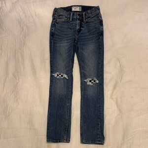 Abercrombie Kids Blue Skinny Jeans with Distressed Knees size slim 9/10